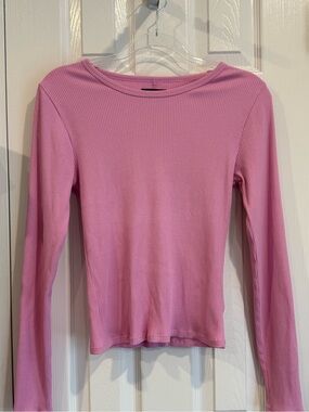 GAP Pink Ribbed Long-Sleeve Tee